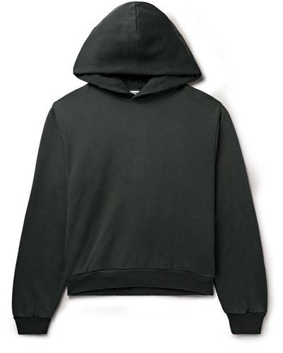 Acne Studios Franziska Garment-dyed Distressed Logo-print Cotton-blend Jersey Hoodie - Black