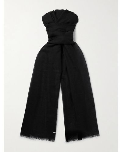Saint Laurent Fringed Wool - Black