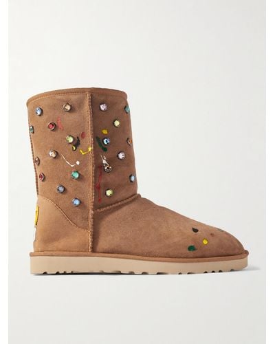 UGG Gallery Dept. Classic Short Regenerate Shearling-lined Embellished Suede Boots - Brown