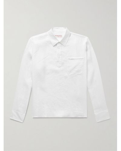 Orlebar Brown Shanklin Linen Half-placket Shirt - White