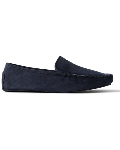 Thom Sweeney Cashmere-lined Suede Slippers - Blue