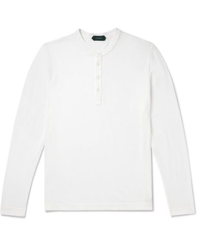 Incotex Zanone Garment-dyed Cotton-piqué Henley T-shirt - White