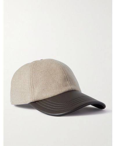 Berluti Logo-embroidered Cashmere-blend And Leather Baseball Cap - Natural