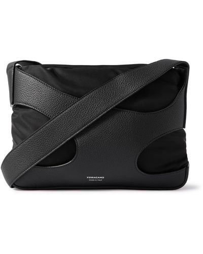 Ferragamo Cut Out Full-grain Leather And Shell Messenger Bag - Black