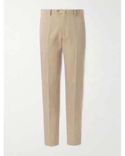 Loro Piana Straight-leg Linen-twill Trousers - Natural