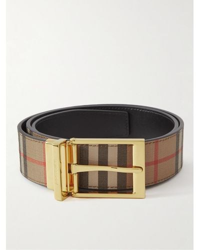 Burberry 3.5cm Reversible Checked E-canvas And Leather Belt - Brown