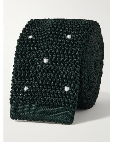 Sid Mashburn 5.5cm Polka-dot Knitted Silk Tie - Green