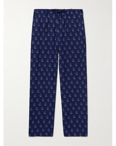 Dries Van Noten Straight-leg Printed Twill Drawstring Trousers - Blue
