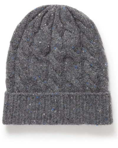Johnstons of Elgin Cable-knit Donegal Cashmere Beanie - Gray
