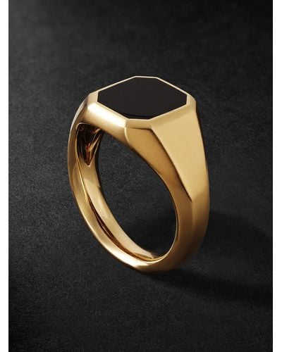 David Yurman Streamline® Gold Onyx Signet Ring - Black