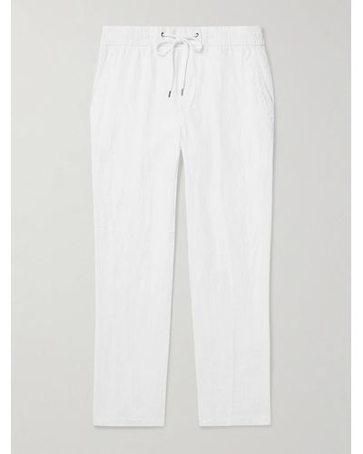 James Perse Straight-leg Garment-dyed Linen Drawstring Trousers - White