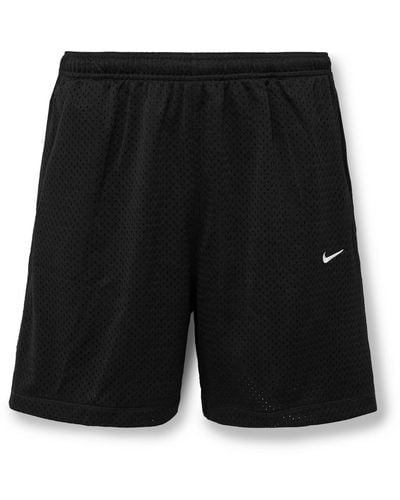 Nike Solo Swoosh Straight-leg Logo-embroidered Mesh Shorts - Black