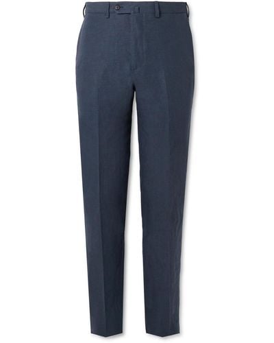 De Petrillo Slim-fit Linen Suit Pants - Blue