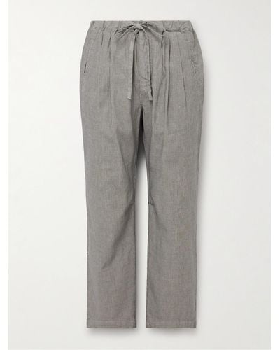 Massimo Alba Key West Straight-leg Striped Cotton And Linen-blend Trousers - Grey