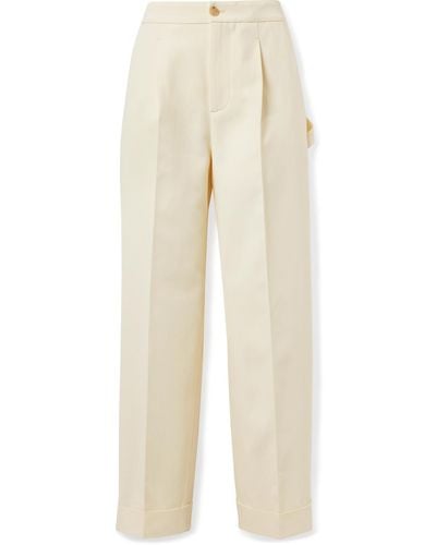 Umit Benan Wide-leg Pleated Cotton-blend Twill Pants - White