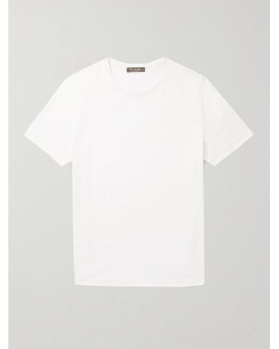 Loro Piana T-shirt slim-fit in jersey di misto seta e cotone - Bianco