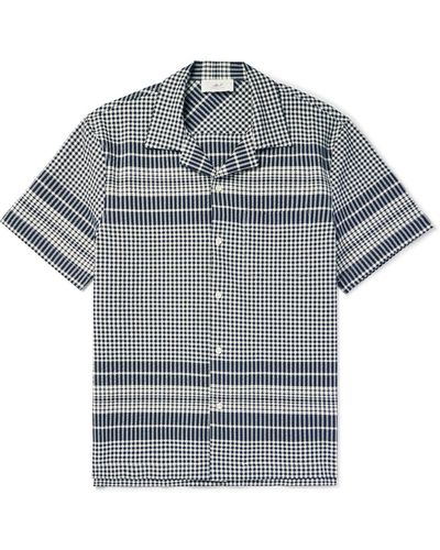 MR P. Gingham Cotton-seersucker Shirt - Gray
