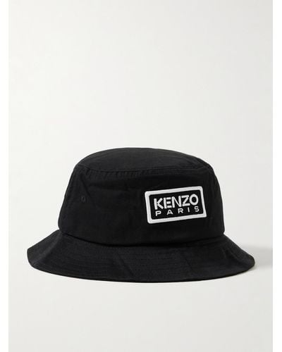 KENZO Logo-embroidered Cotton-twill Bucket Hat - Black