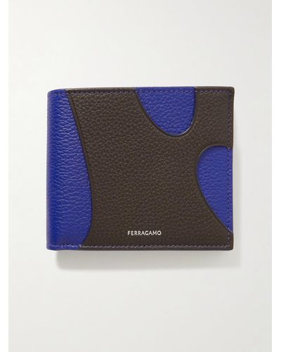 Ferragamo Logo-print Panelled Full-grain Leather Billfold Wallet - Blue