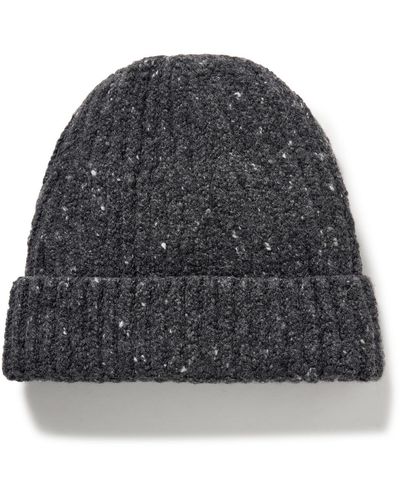 Inis Meáin Ribbed Donegal Merino Wool And Cashmere-blend Beanie - Gray