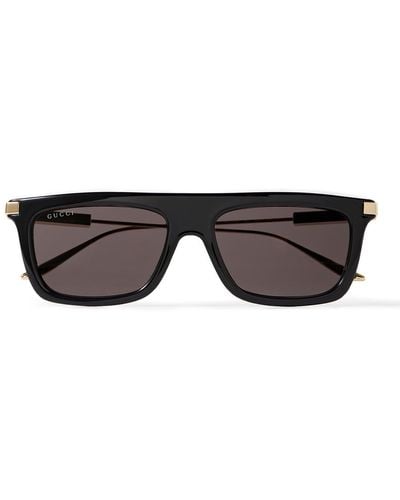 Gucci D-frame Acetate And Gold-tone Sunglasses - Black