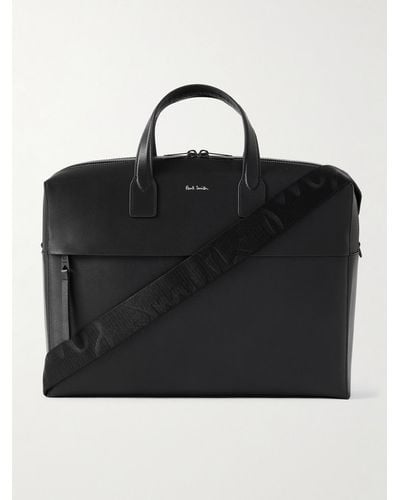 Paul Smith Logo-print Textured-leather Briefcase - Black