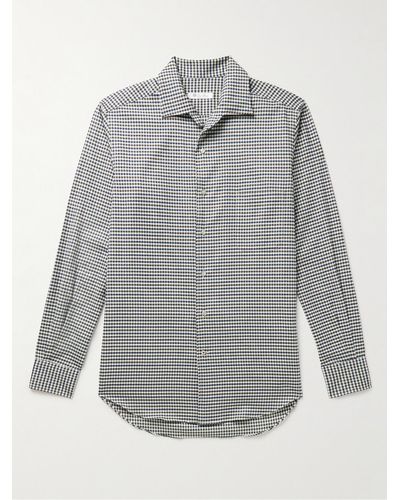 Loro Piana Logo-appliquéd Checked Cotton-flannel Shirt - Grey
