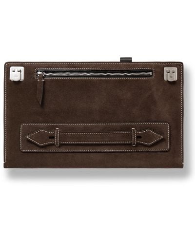 Metier Indiana Jonestm Runaway Limited-edition Leather-trimmed Suede Pouch - Brown