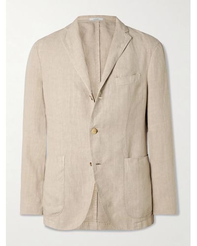 Boglioli Unstructured Garment-dyed Linen Suit Jacket - Natural