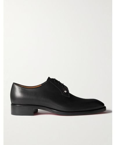 Christian Louboutin Chambeliss Grosgrain-trimmed Embellished Leather Derby Shoes - Black