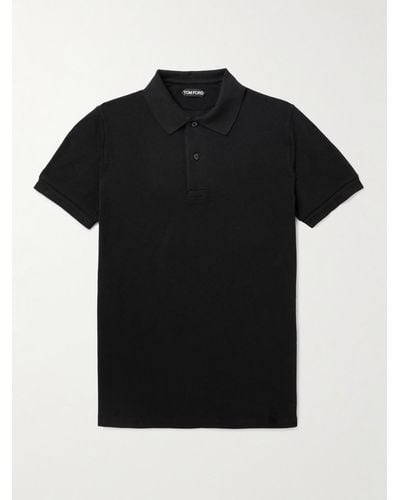 Tom Ford Garment-dyed Cotton-piqué Polo Shirt - Black