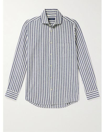 Frescobol Carioca Emilio Striped Cotton-piqué Shirt - Blue