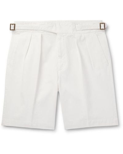 Rubinacci Straight-leg Pleated Cotton-twill Shorts - White