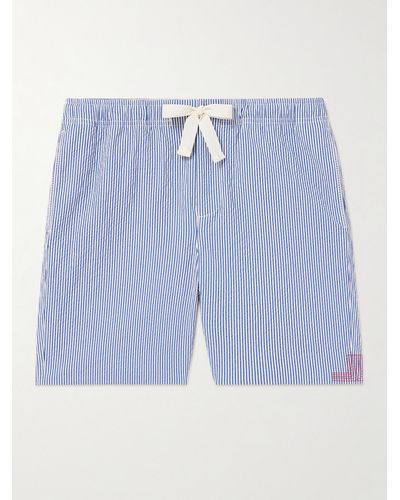Orlebar Brown Alex Straight-leg Striped Cotton-blend Seersucker Drawstring Shorts - Blue