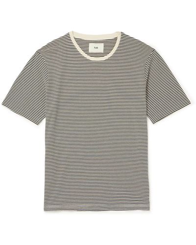 Folk Striped Cotton-jersey T-shirt - Gray