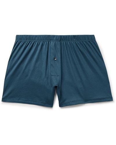 Zimmerli of Switzerland Sea Island Cotton Boxer Shorts - Blue