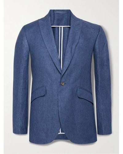 Favourbrook Ebury Slim-fit Linen Suit Jacket - Blue