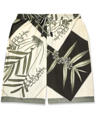 Loewe Paula's Ibiza Straight-leg Printed Cotton And Silk-blend Drawstring Shorts - Metallic