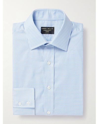 Emma Willis Slim-fit Checked Cotton Oxford Shirt - Blue