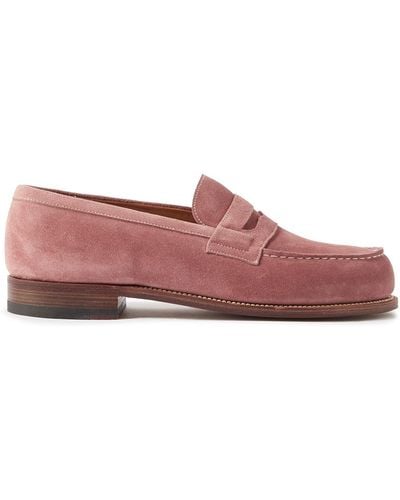 J.M. Weston 180 Moccasin Suede Penny Loafers - Pink