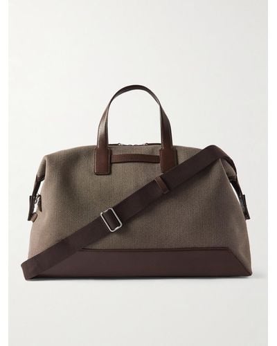 Dunhill 1893 Leather-trimmed Canvas Holdall - Brown