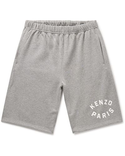 KENZO Target Wide-leg Logo-print Cotton-jersey Shorts - Gray