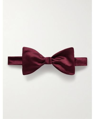 Kingsman Drake's Self-tie Tussah Silk-satin Bow Tie - Red