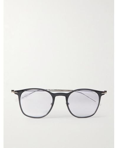 Montblanc Round-frame Acetate And Silver-tone Sunglasses - Grey