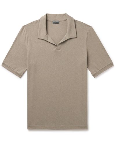 Hanro Stretch Cotton And Linen-blend Jersey Polo Shirt - Gray