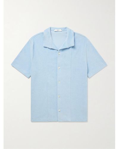 MR P. Cutaway-collar Cotton-terry Shirt - Blue