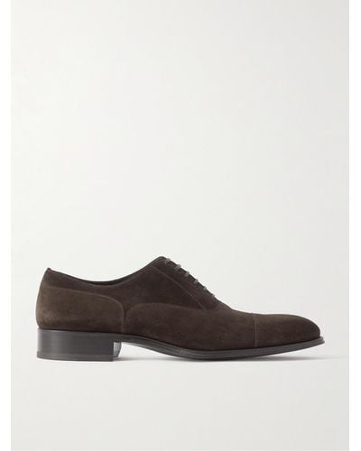 Tom Ford Claydon Suede Oxford Shoes - Brown