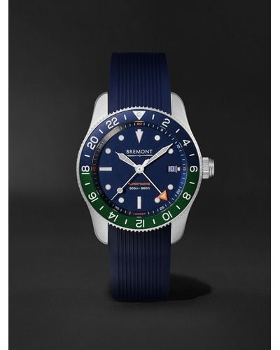 Bremont The Supermarine S302 Jet Automatic Gmt 40mm Stainless Steel And Rubber Watch - Blue