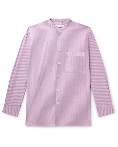 Tekla Birkenstock Striped Organic Cotton-poplin Pajama Shirt - Purple