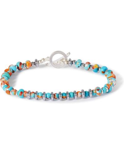 Mikia Silver Multi-stone Beaded Bracelet - Blue